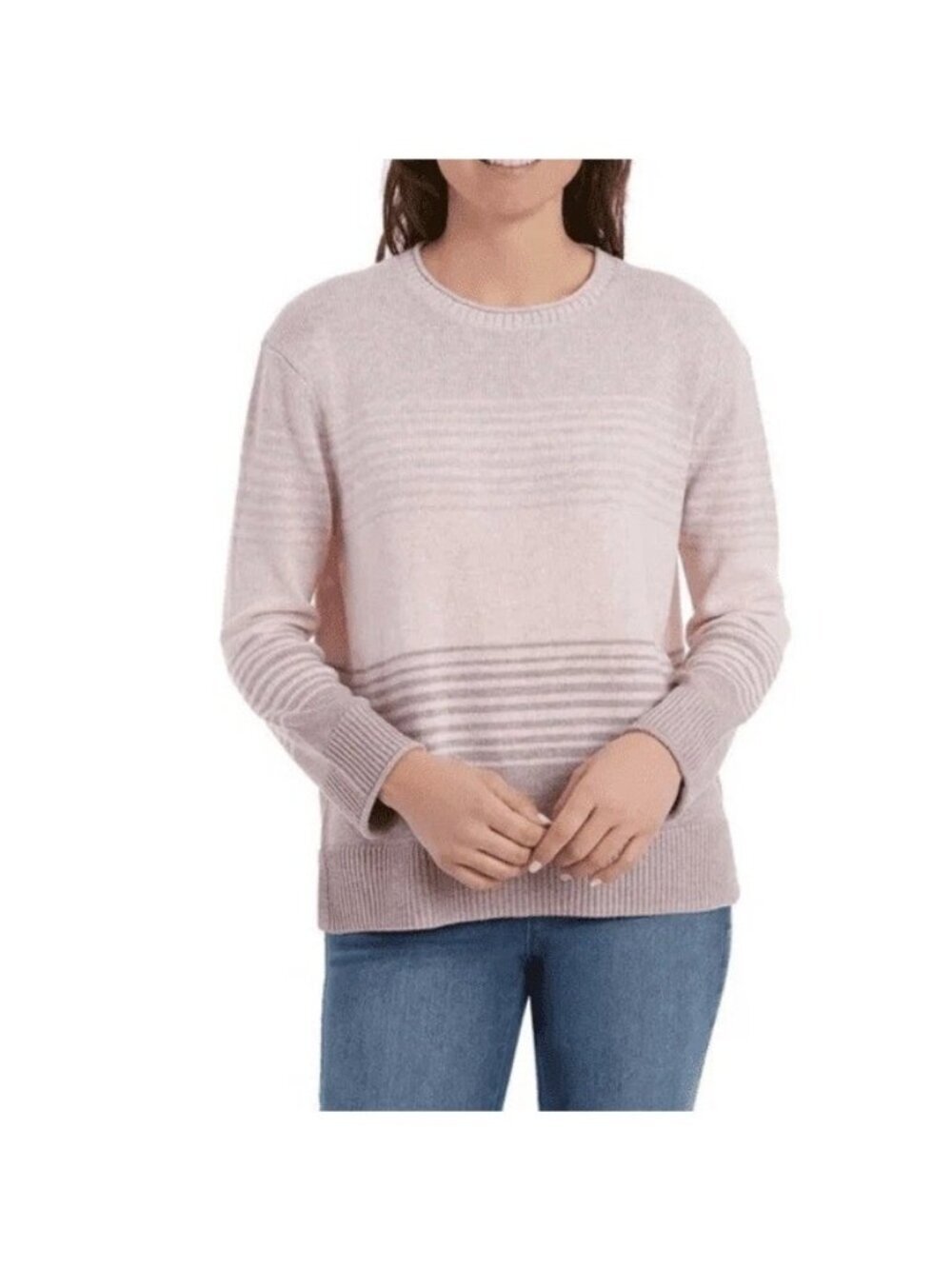 NWOT Ella Moss Women's XL Striped Sweater Pink & Gray Lightweight Knit NWOT